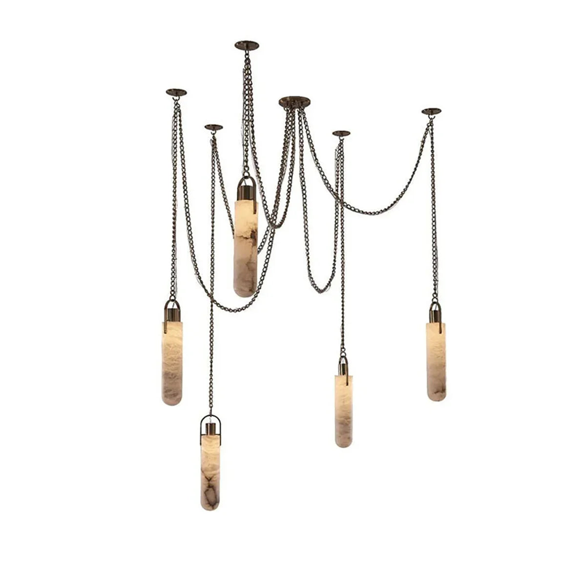 Cylindrical Alabaster Draped Chain Chandelier | wildoxy