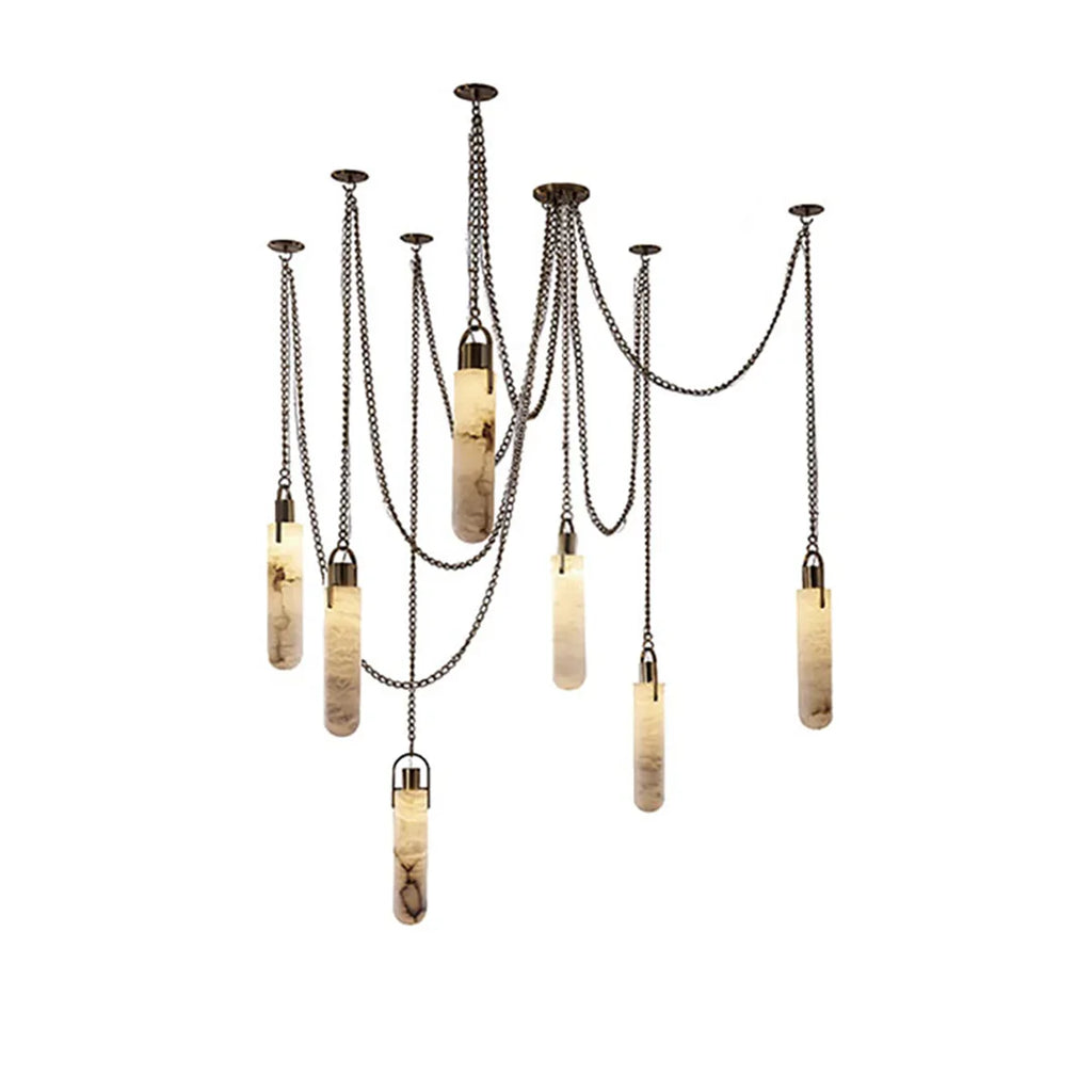 Cylindrical Alabaster Draped Chain Chandelier | wildoxy