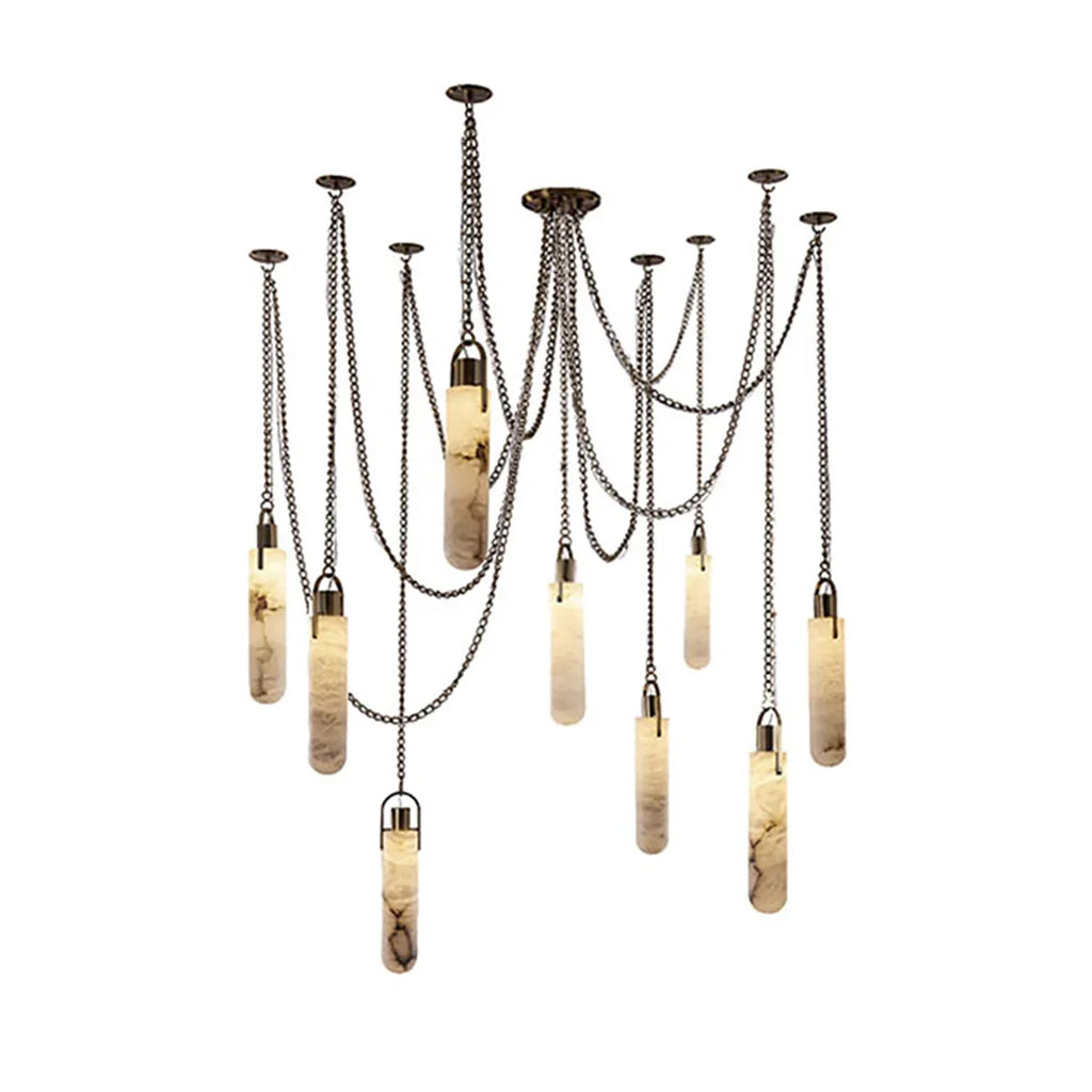 Cylindrical Alabaster Draped Chain Chandelier | wildoxy