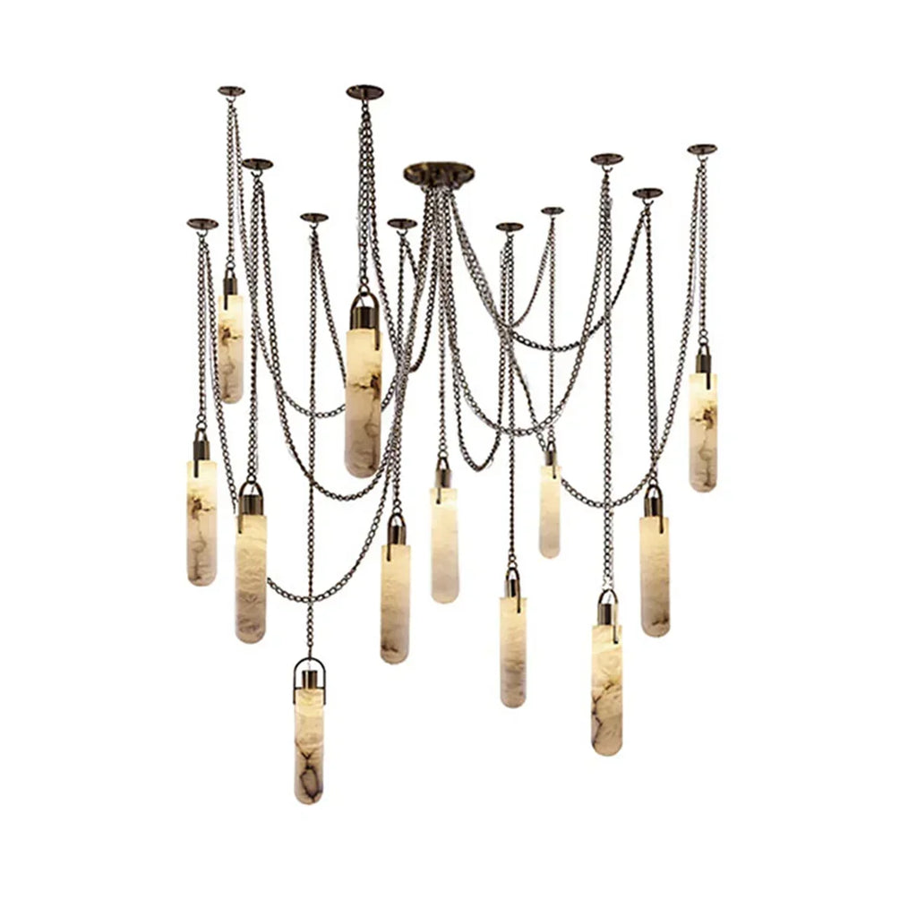 Cylindrical Alabaster Draped Chain Chandelier | wildoxy