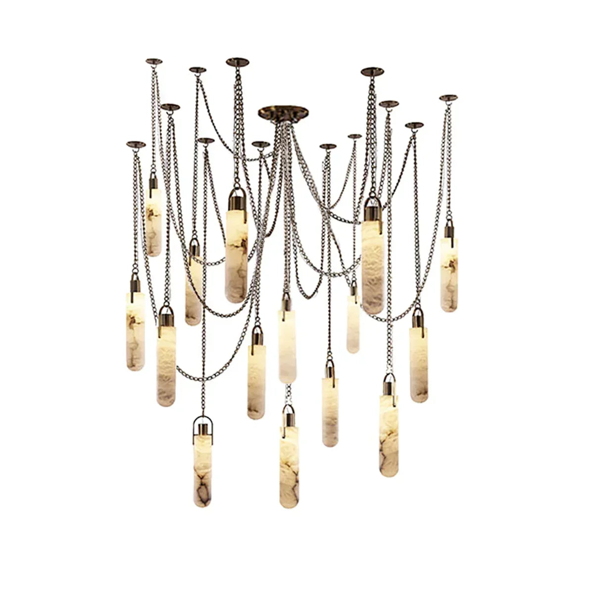 Cylindrical Alabaster Draped Chain Chandelier | wildoxy