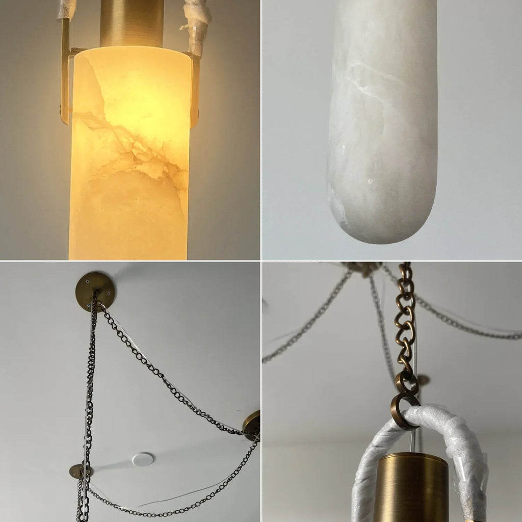Cylindrical Alabaster Draped Chain Chandelier | wildoxy