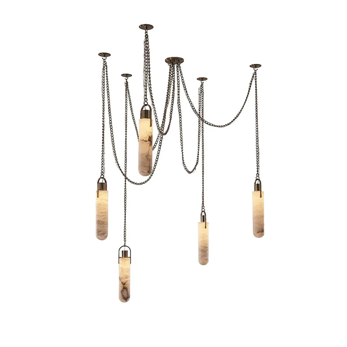 Cylindrical Alabaster Draped Chain Chandelier | wildoxy