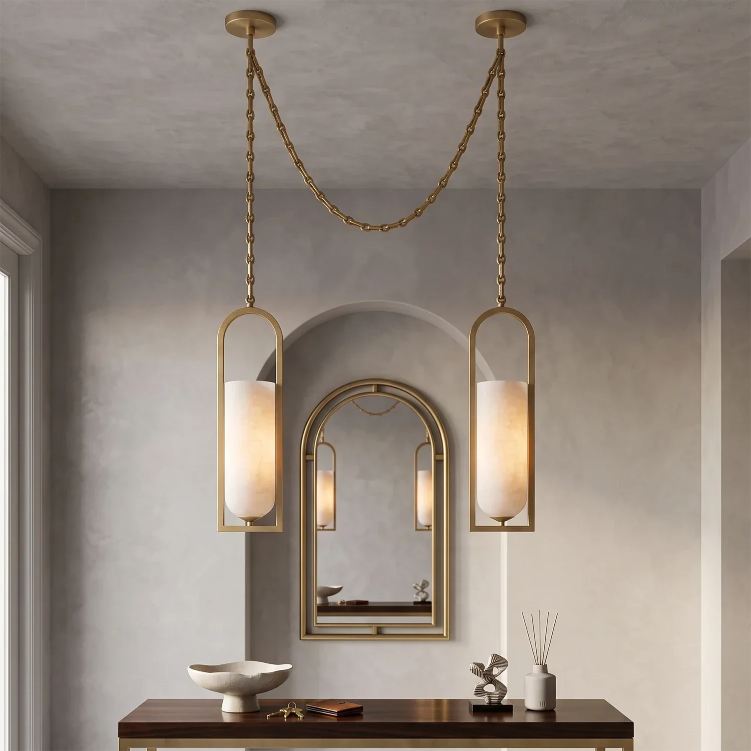 Cylindrical Alabaster Multi-light Pendant | wildoxy