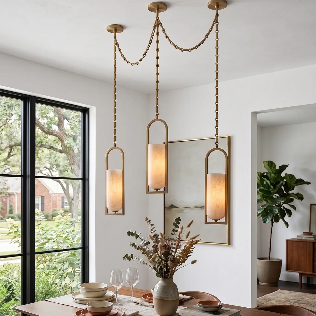 Cylindrical Alabaster Multi-light Pendant | wildoxy