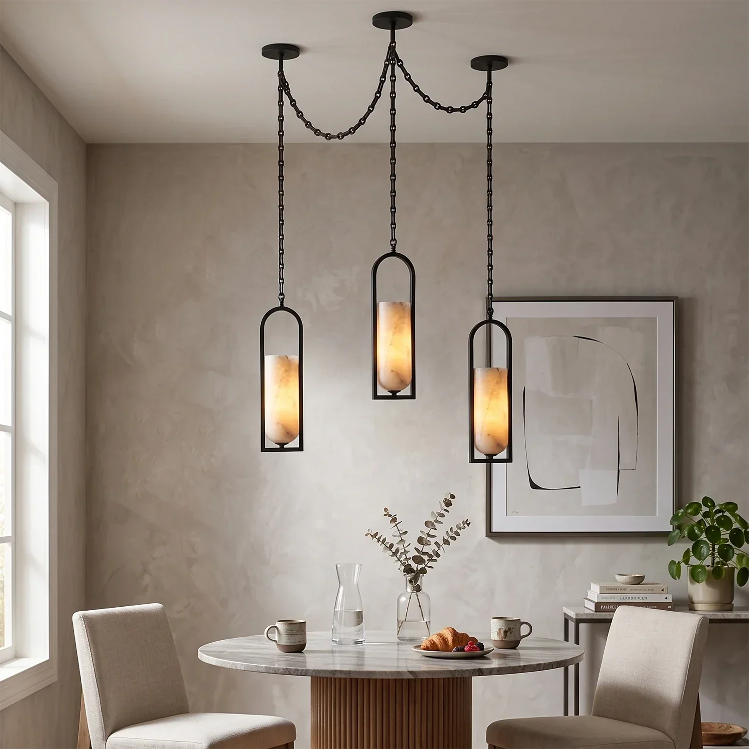 Cylindrical Alabaster Multi-light Pendant | wildoxy