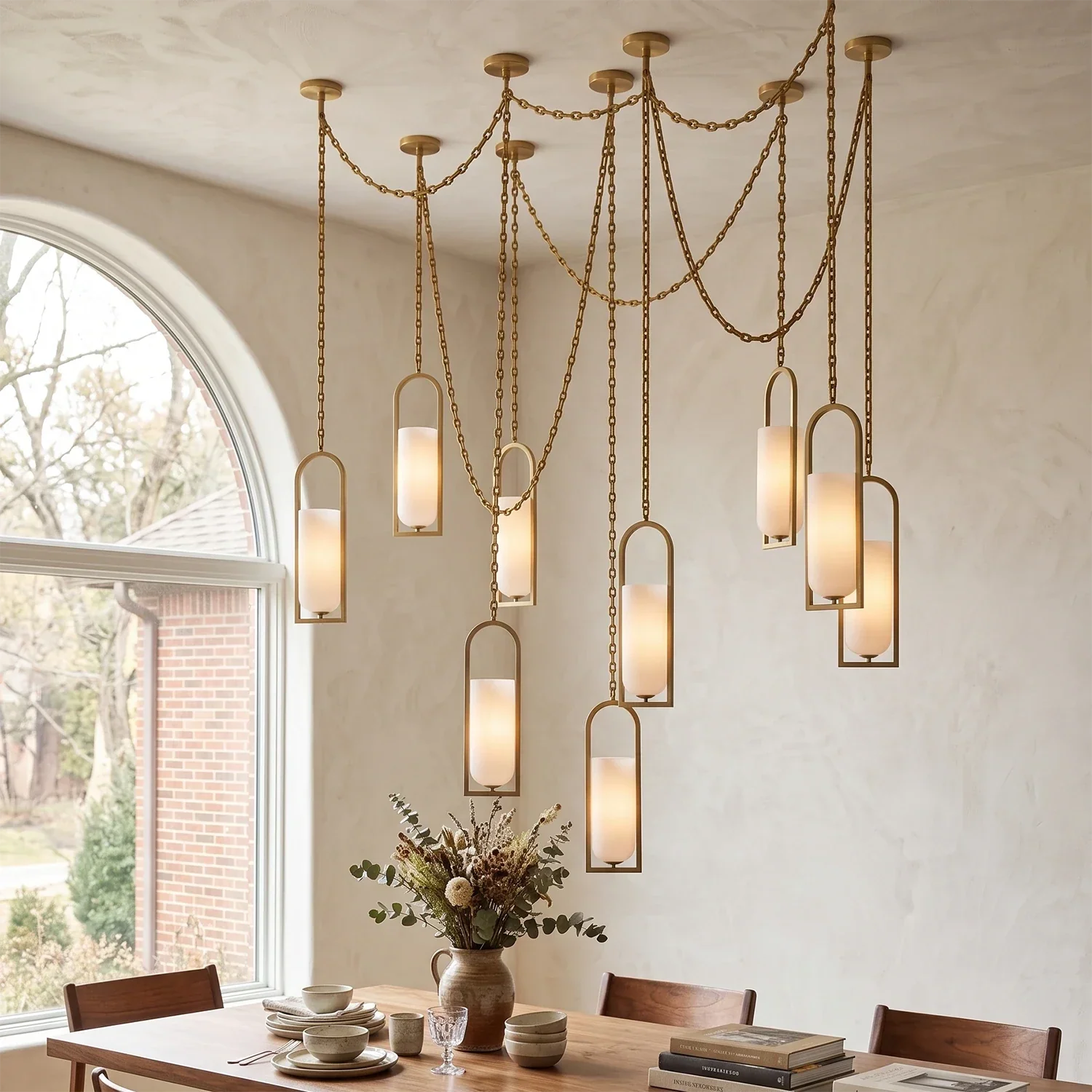 Cylindrical Alabaster Multi-light Pendant | wildoxy