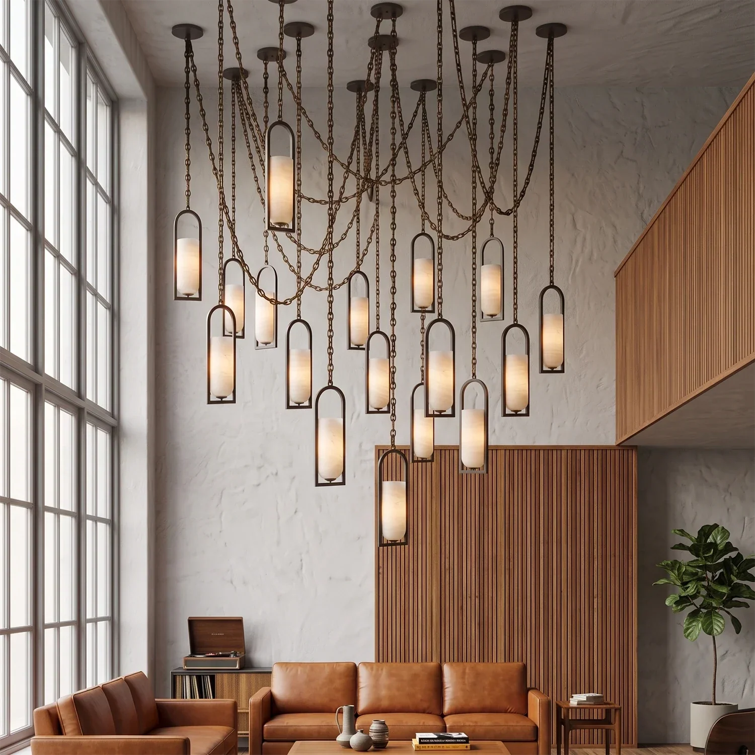 Cylindrical Alabaster Multi-light Pendant | wildoxy