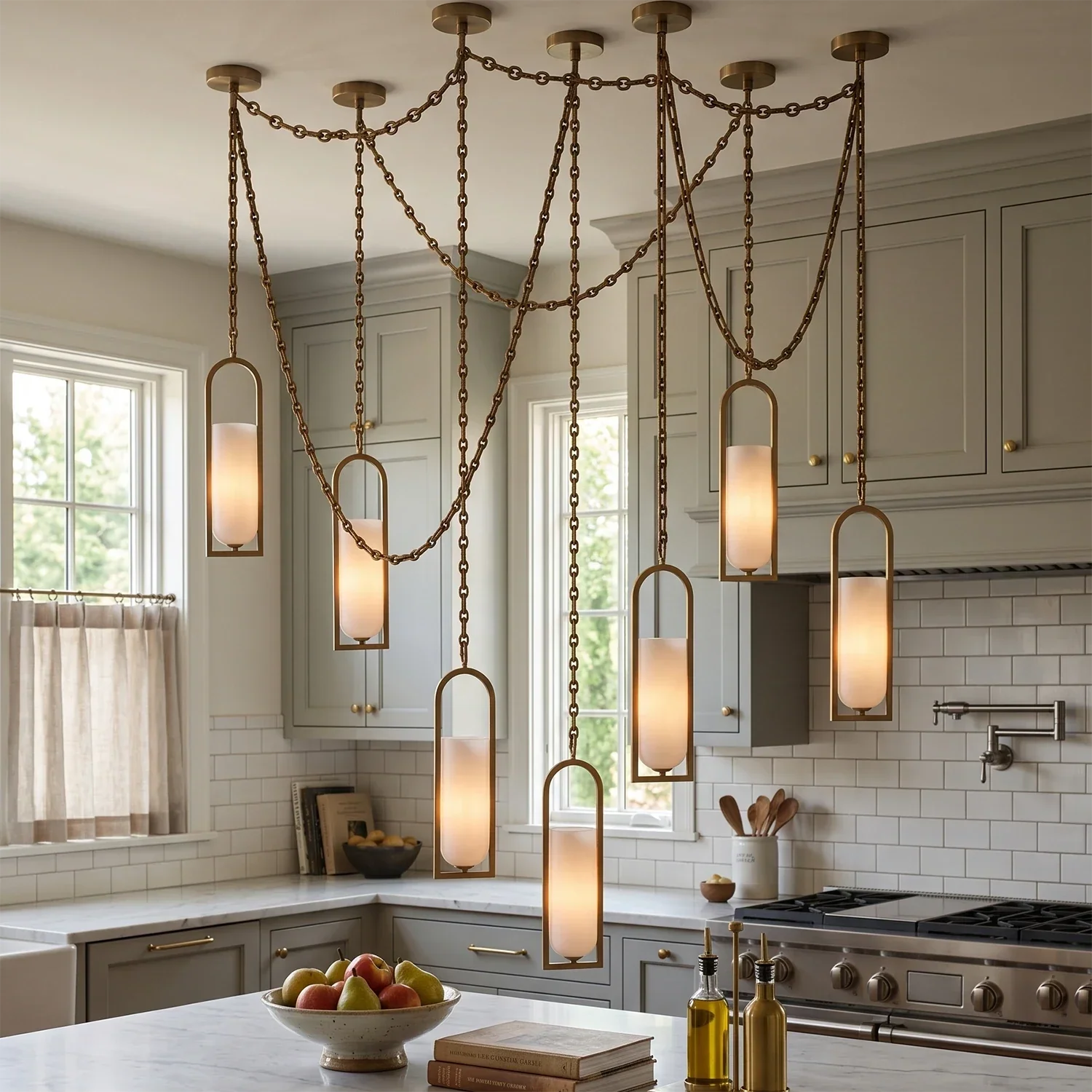 Cylindrical Alabaster Multi-light Pendant | wildoxy