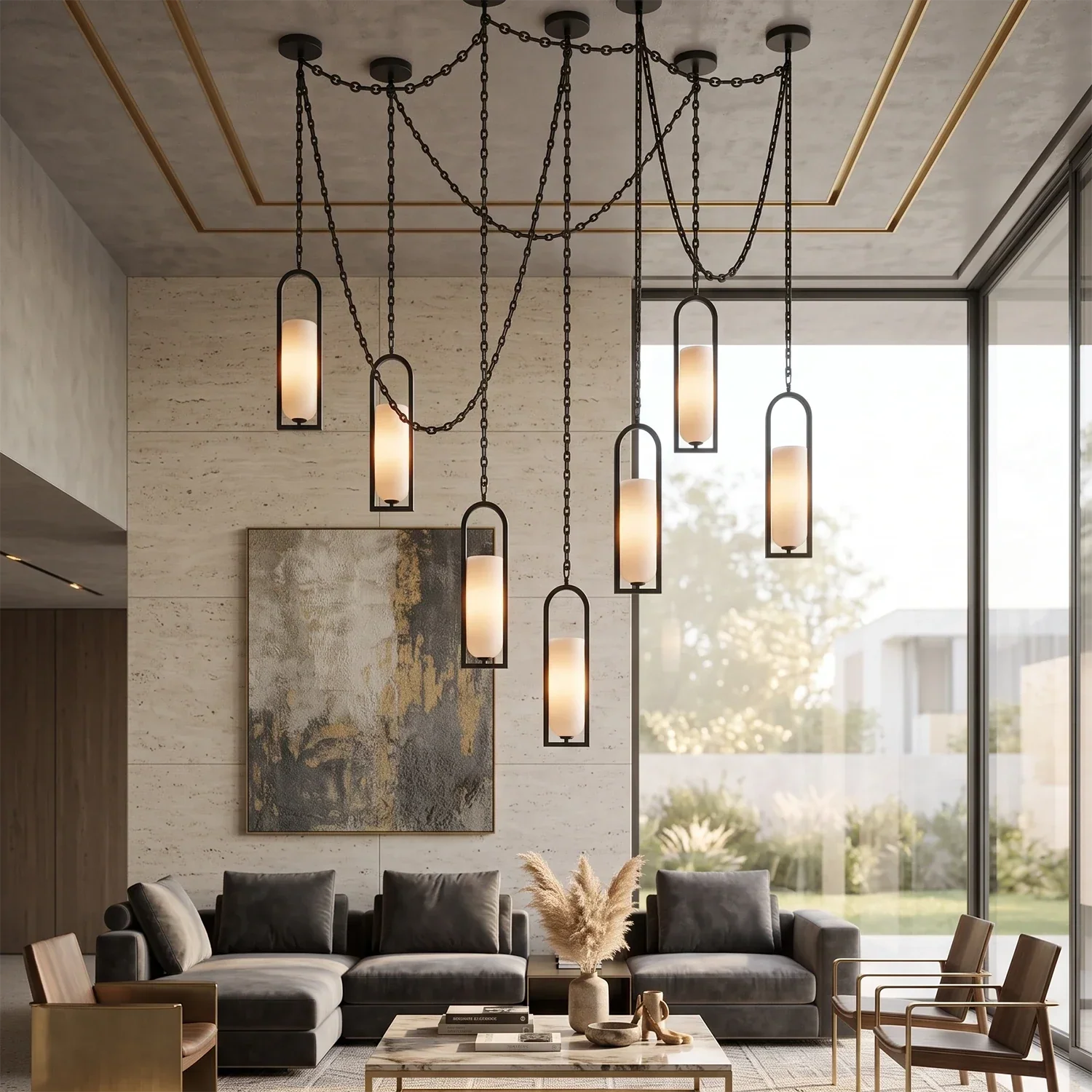 Cylindrical Alabaster Multi-light Pendant | wildoxy