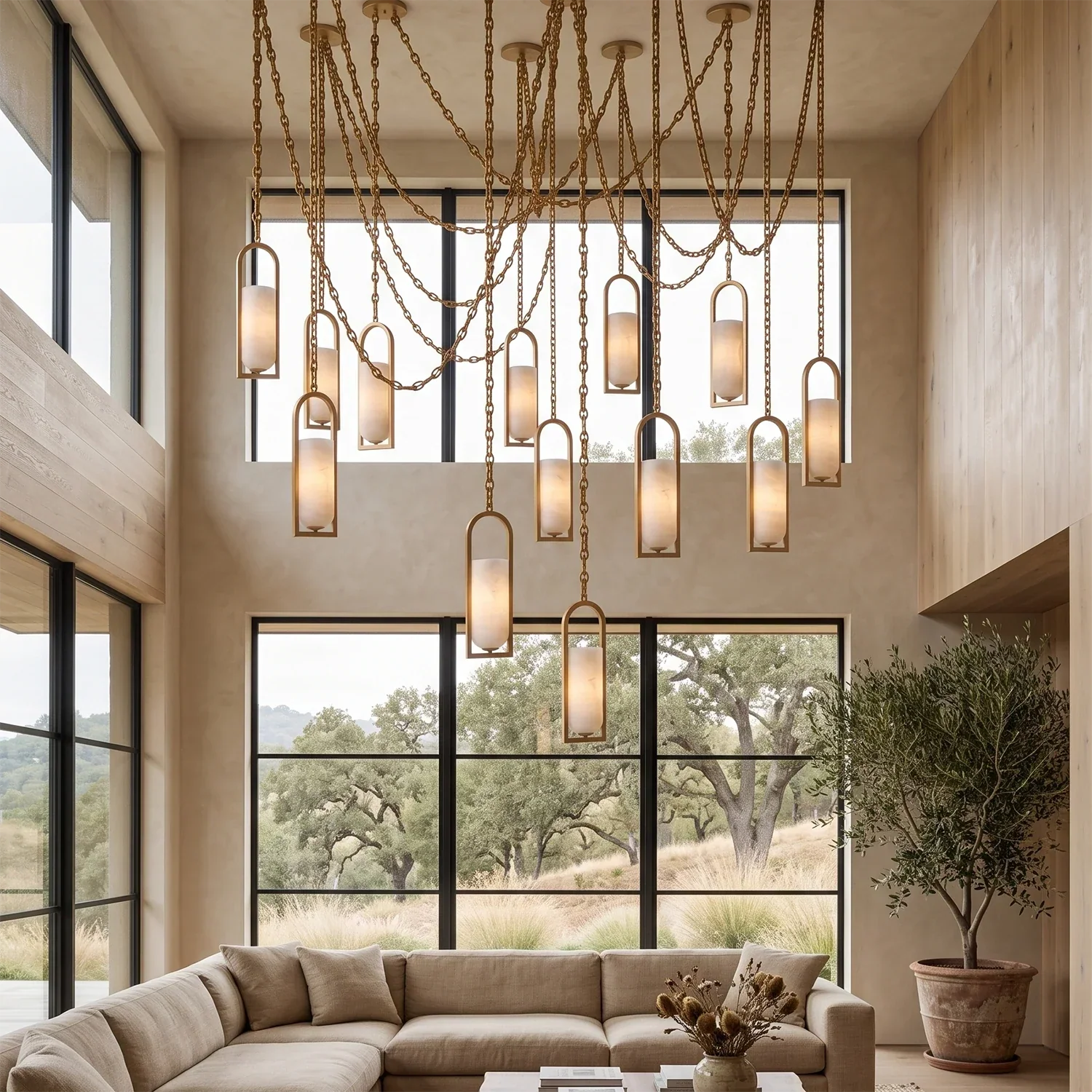 Cylindrical Alabaster Multi-light Pendant | wildoxy