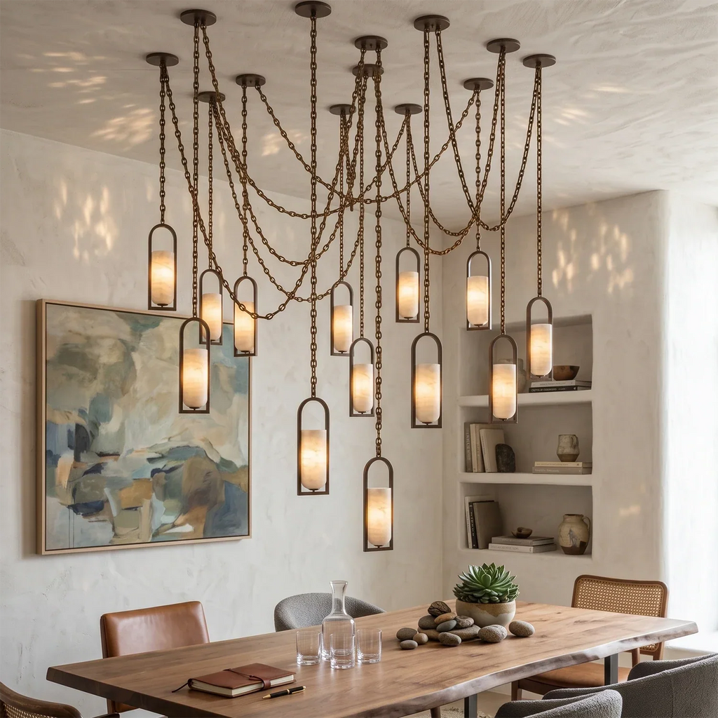 Cylindrical Alabaster Multi-light Pendant | wildoxy