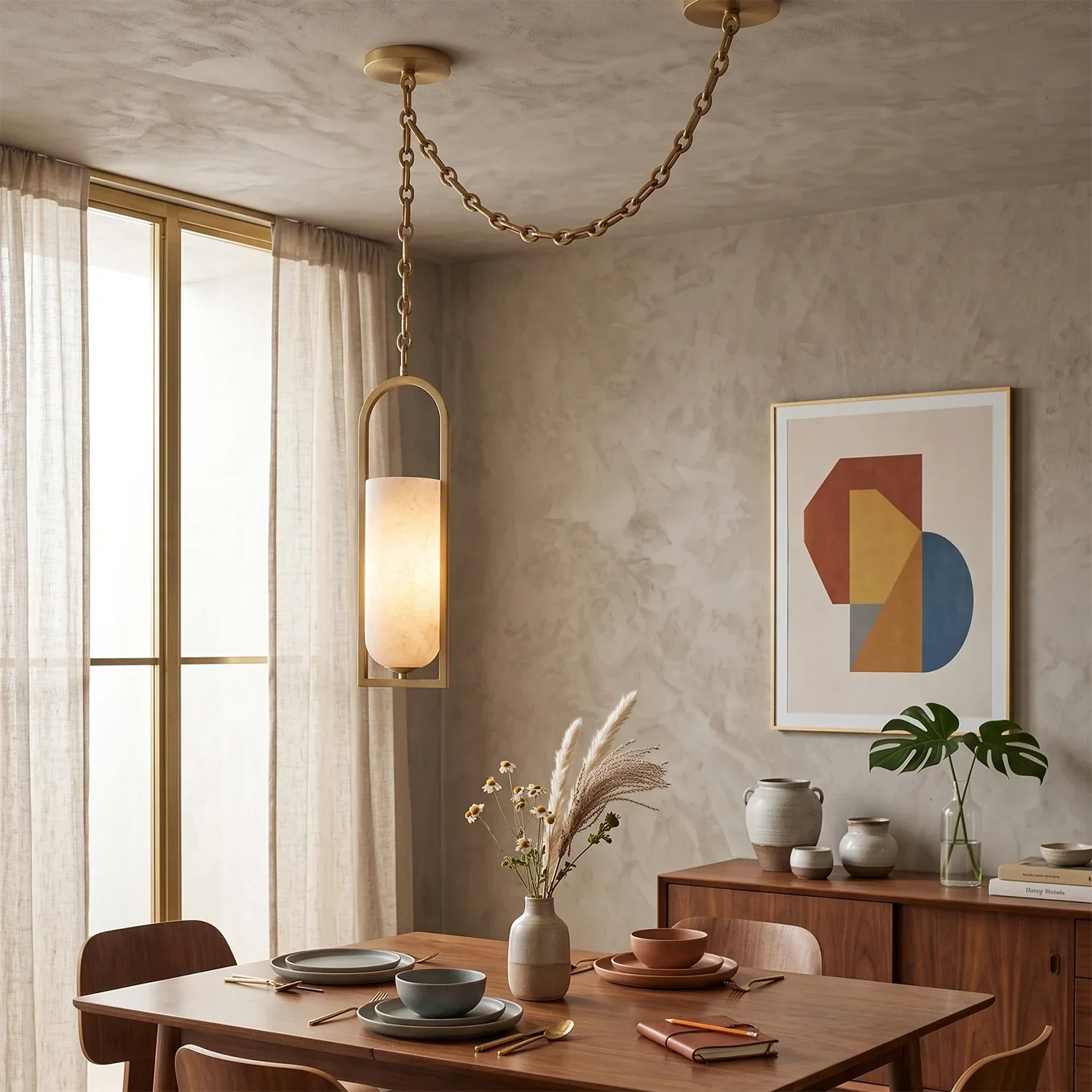 Cylindrical Alabaster Multi-light Pendant | wildoxy