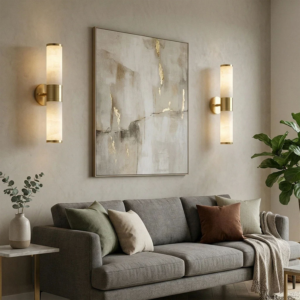 Cylindrical Lampatrin Alabaster Wall Lamp | wildoxy