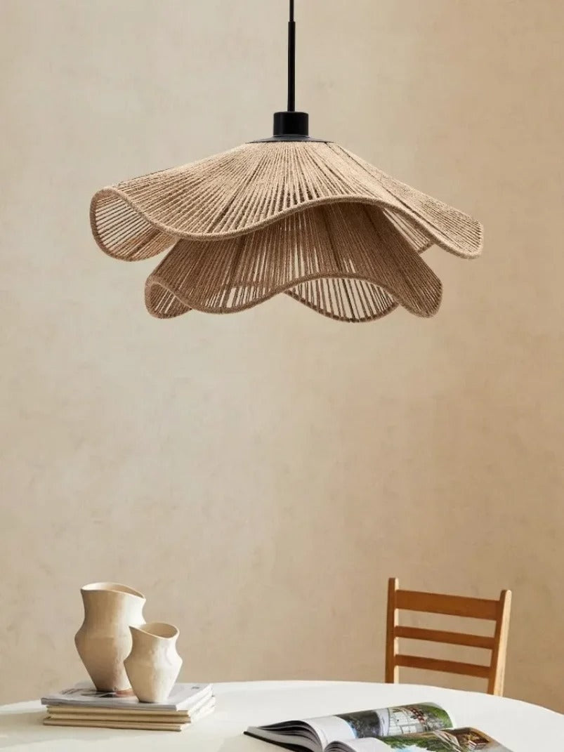 Tidecrest Natural Finish Jute Pendant Lamp — Warm Earthy Glow