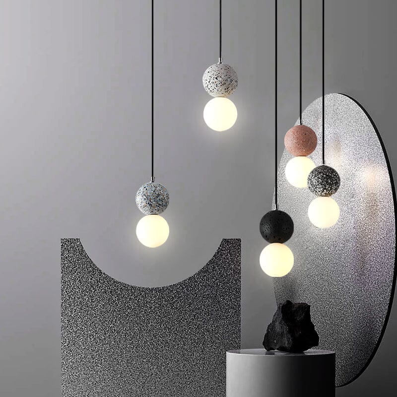 AuroraTerra Terrazzo-pendellampe — 4 in x 7.8 in / 10 x 20 cm, håndværksmæssig europæisk finish
