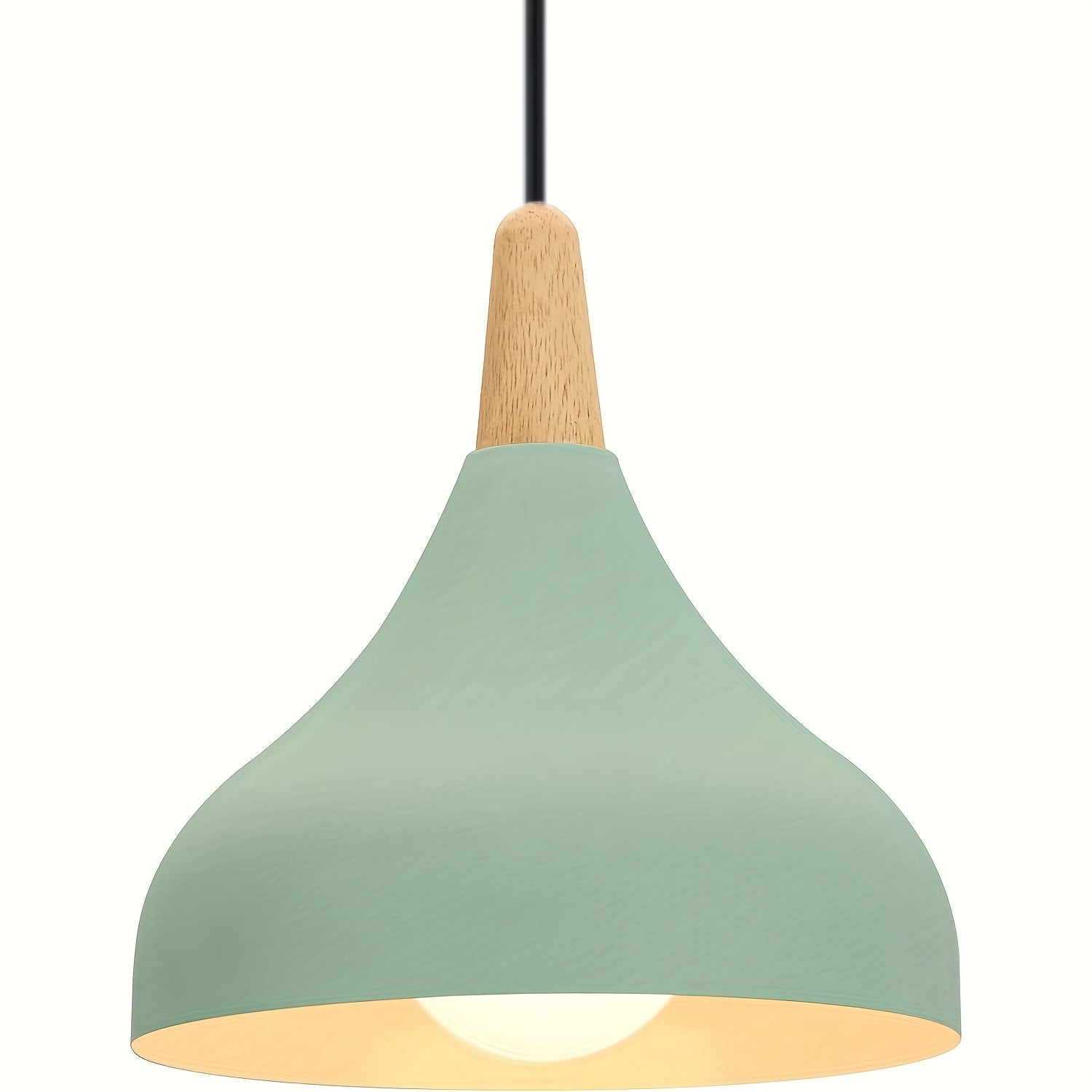 Modern Teardrop Pendant Light | Metal & Wood Hanging Lamp | Wildoxy