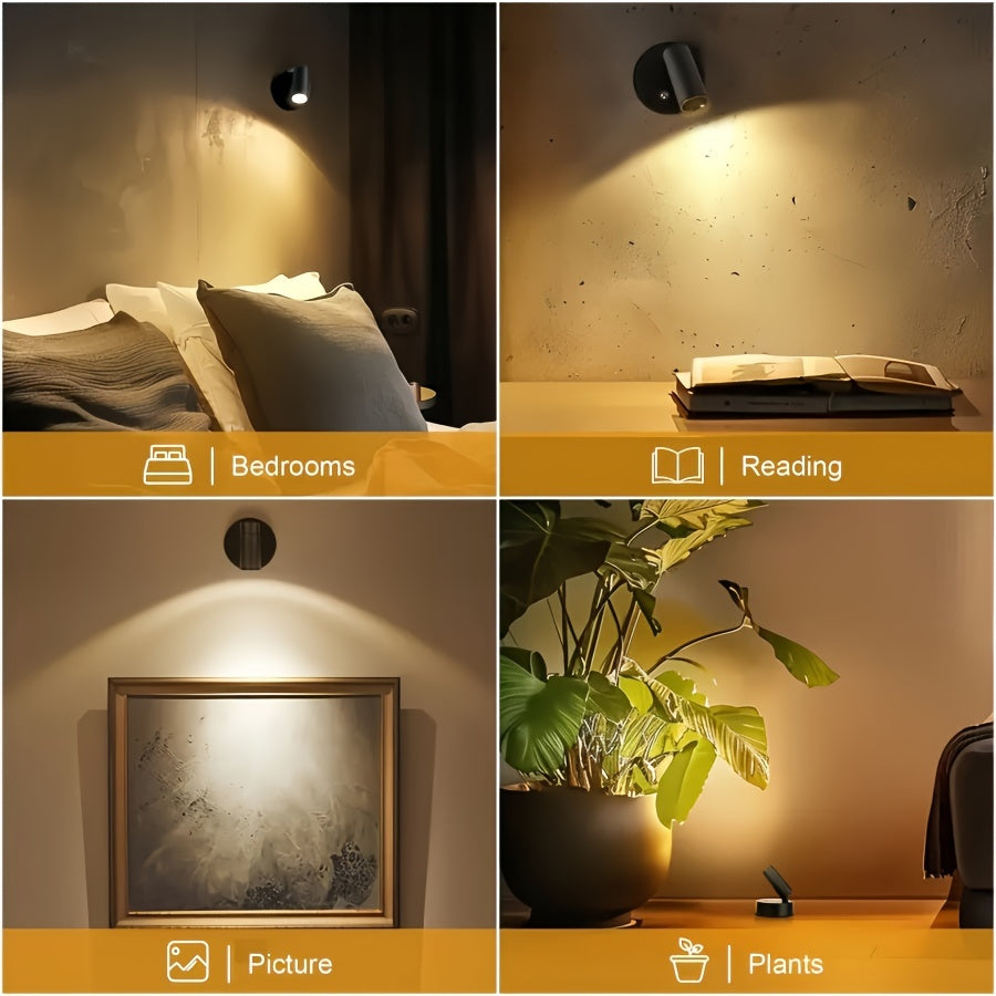 مصباح LED موضعي للإضاءة التزيينية قابل لإعادة الشحن عبر USB — مخفت إضاءة لاسلكي باللمس