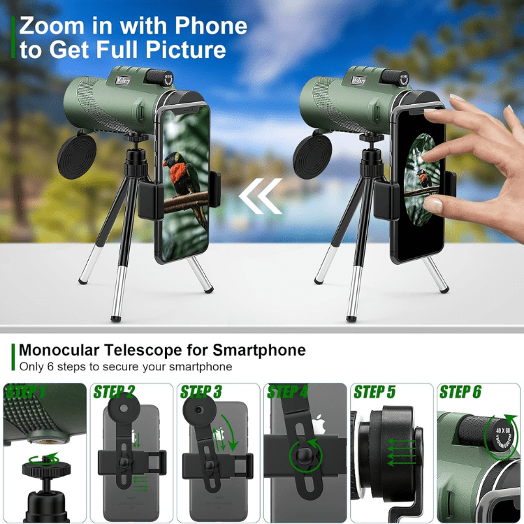 600x-Monokular mit Ultra-Zoom — HD-Objektiv, leicht