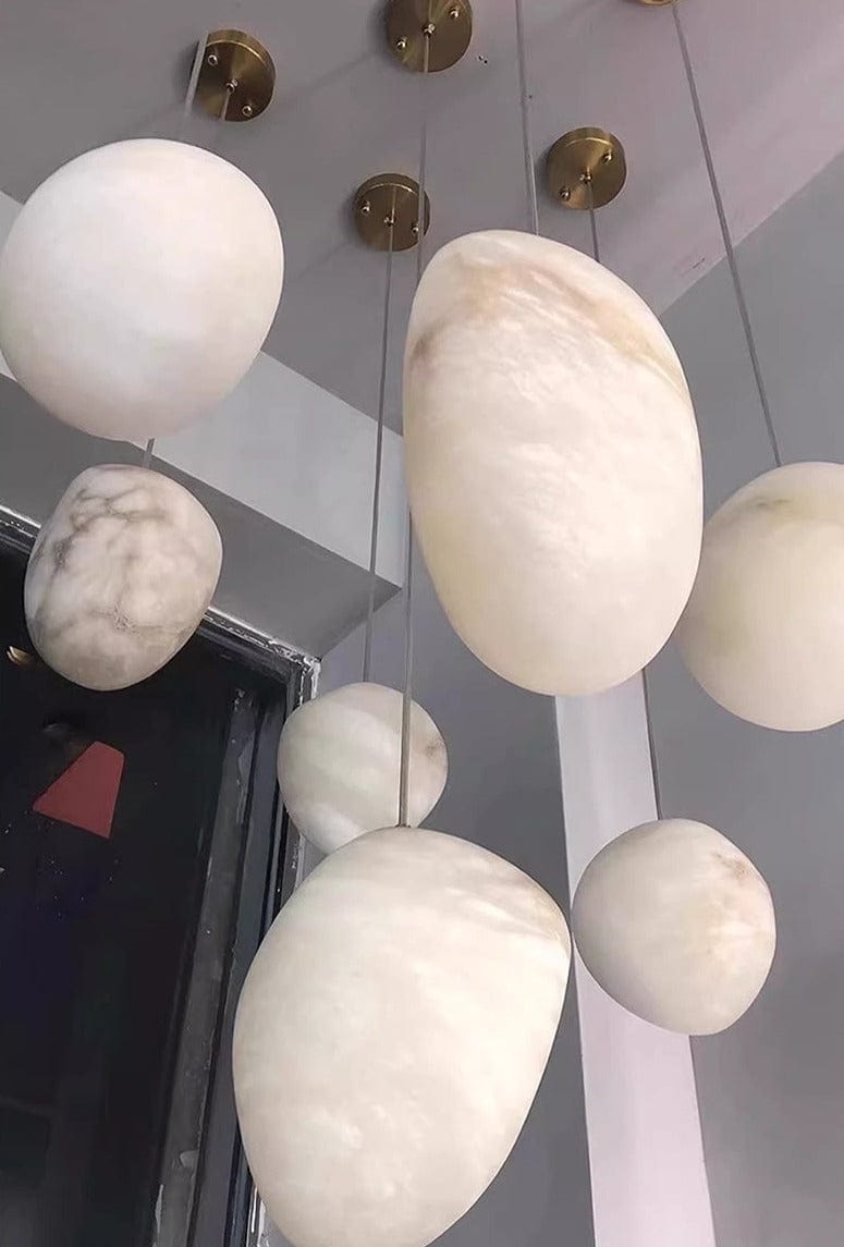 Nova Caelum Spanish Marble Paired Brass Pendant Light