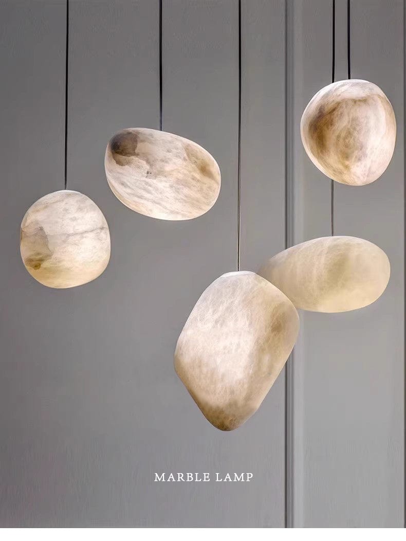 Nova Caelum Spanish Marble Paired Brass Pendant Light