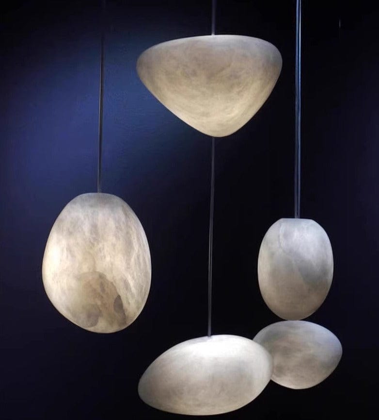Nova Caelum Spanish Marble Paired Brass Pendant Light