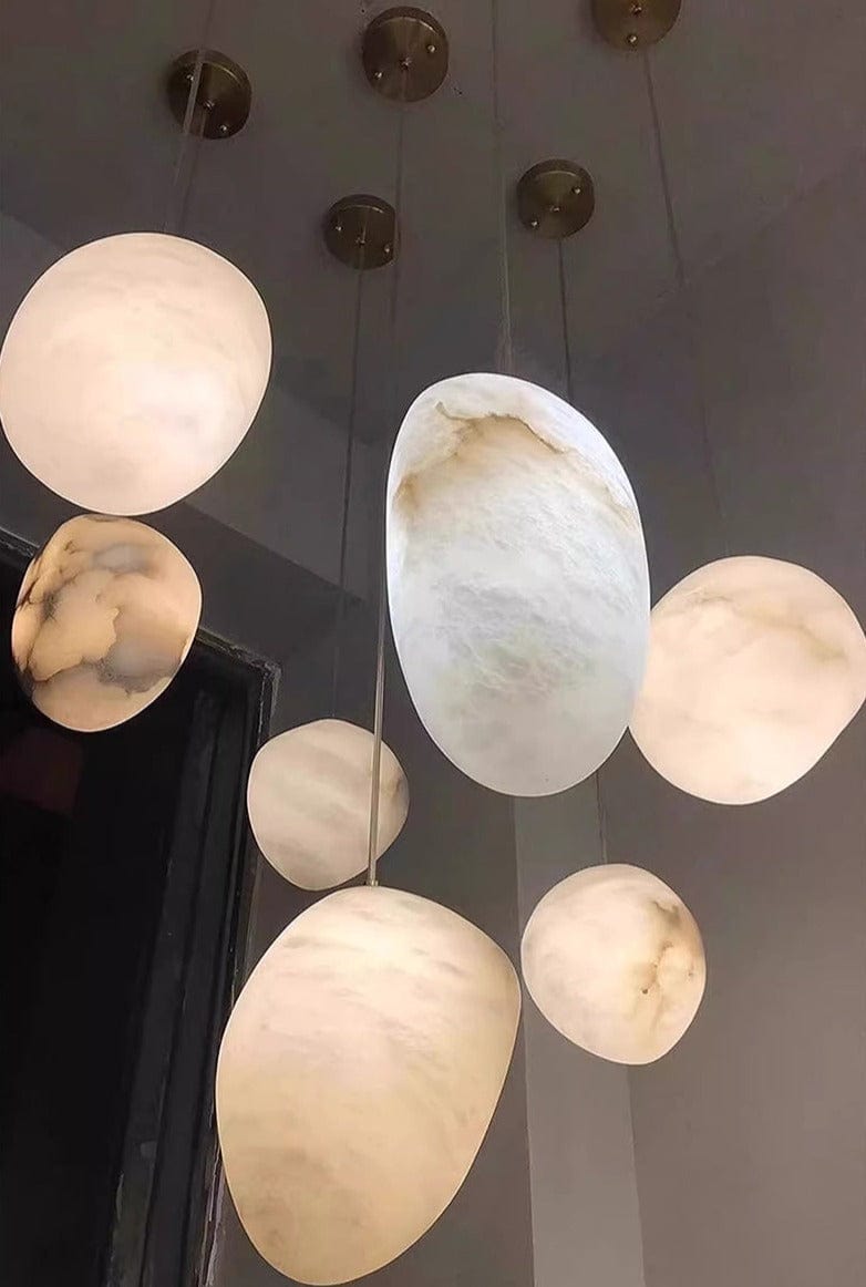 Nova Caelum Spanish Marble Paired Brass Pendant Light