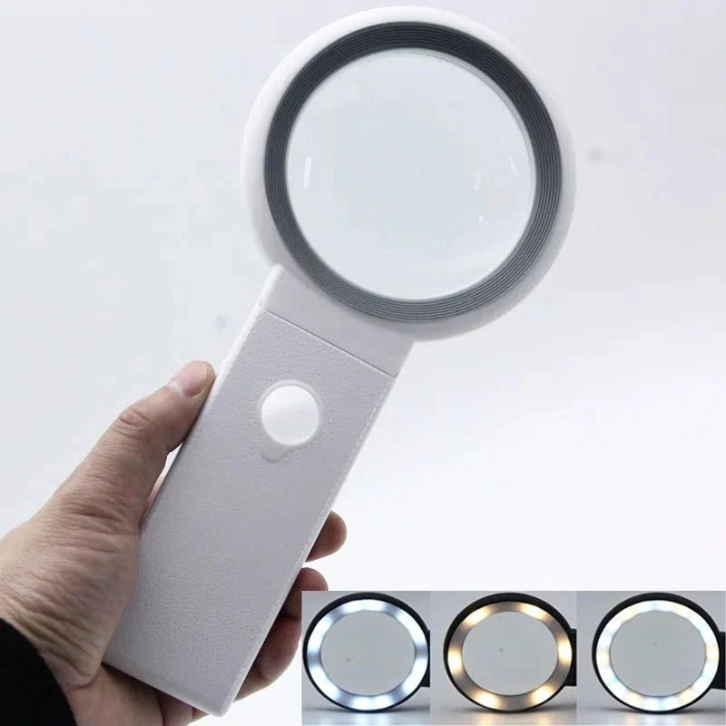 DETAILMAX 折りたたみ式拡大鏡 - 10倍・30倍レンズ、18個のLED