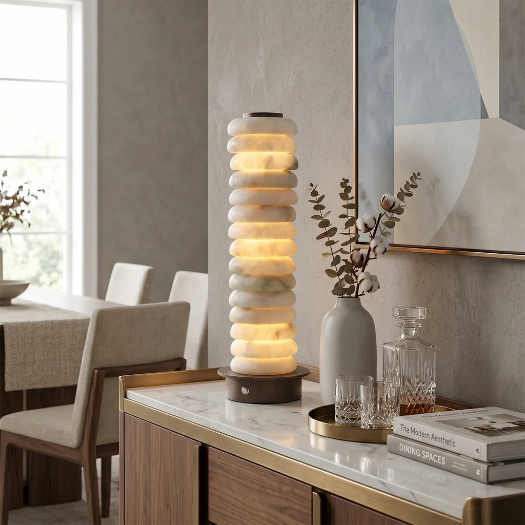 Multi-Tiered Alabaster Table Lamp | wildoxy