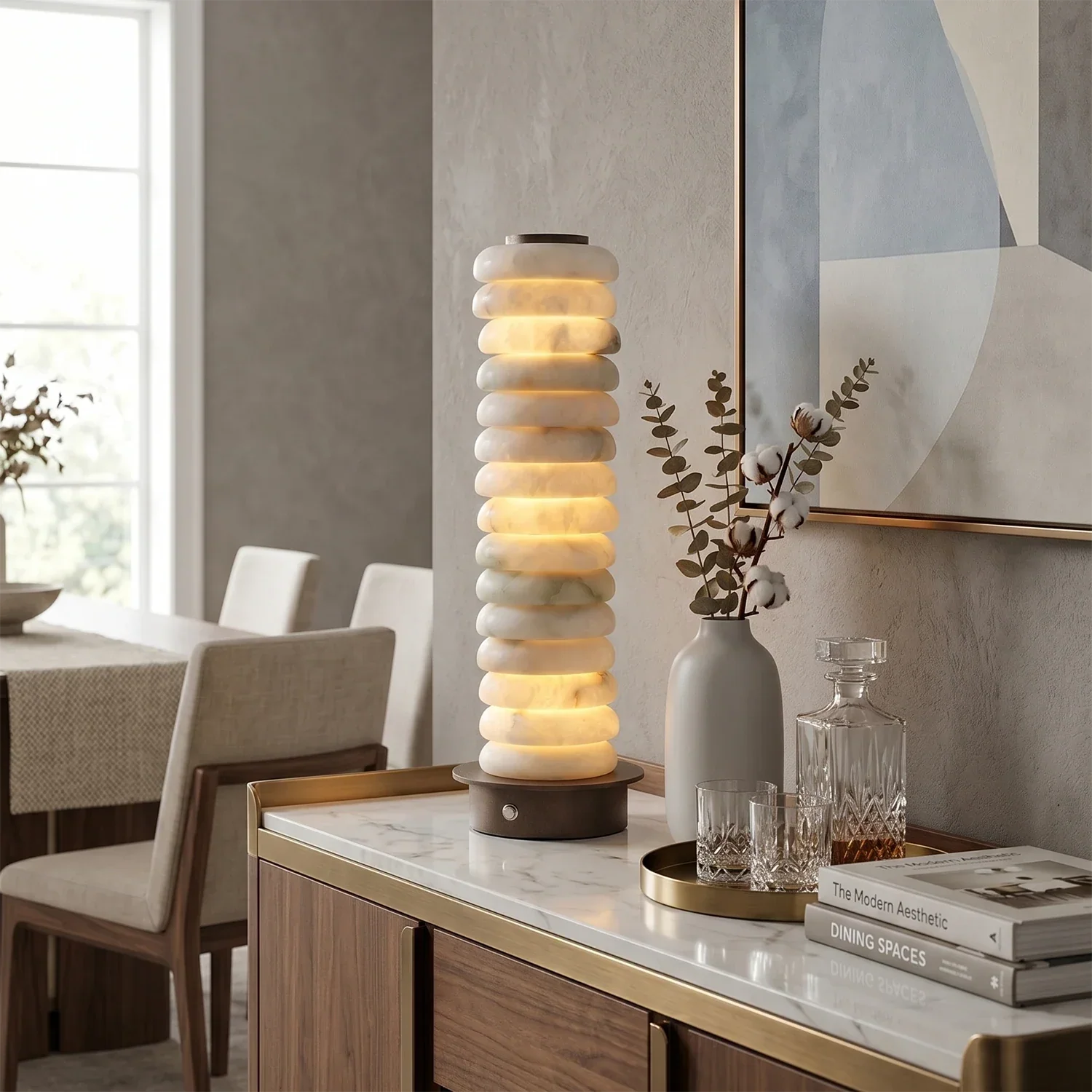 Multi-Tiered Alabaster Table Lamp | wildoxy