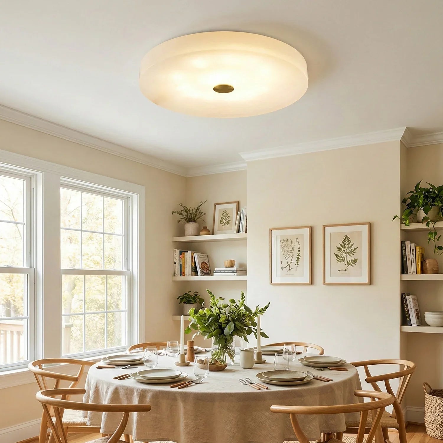 Disc Shaped Sophie Alabaster Ceiling Lamp | wildoxy