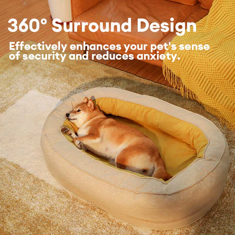 Cama donut para perros — espuma ortopédica, borde alto, antideslizante