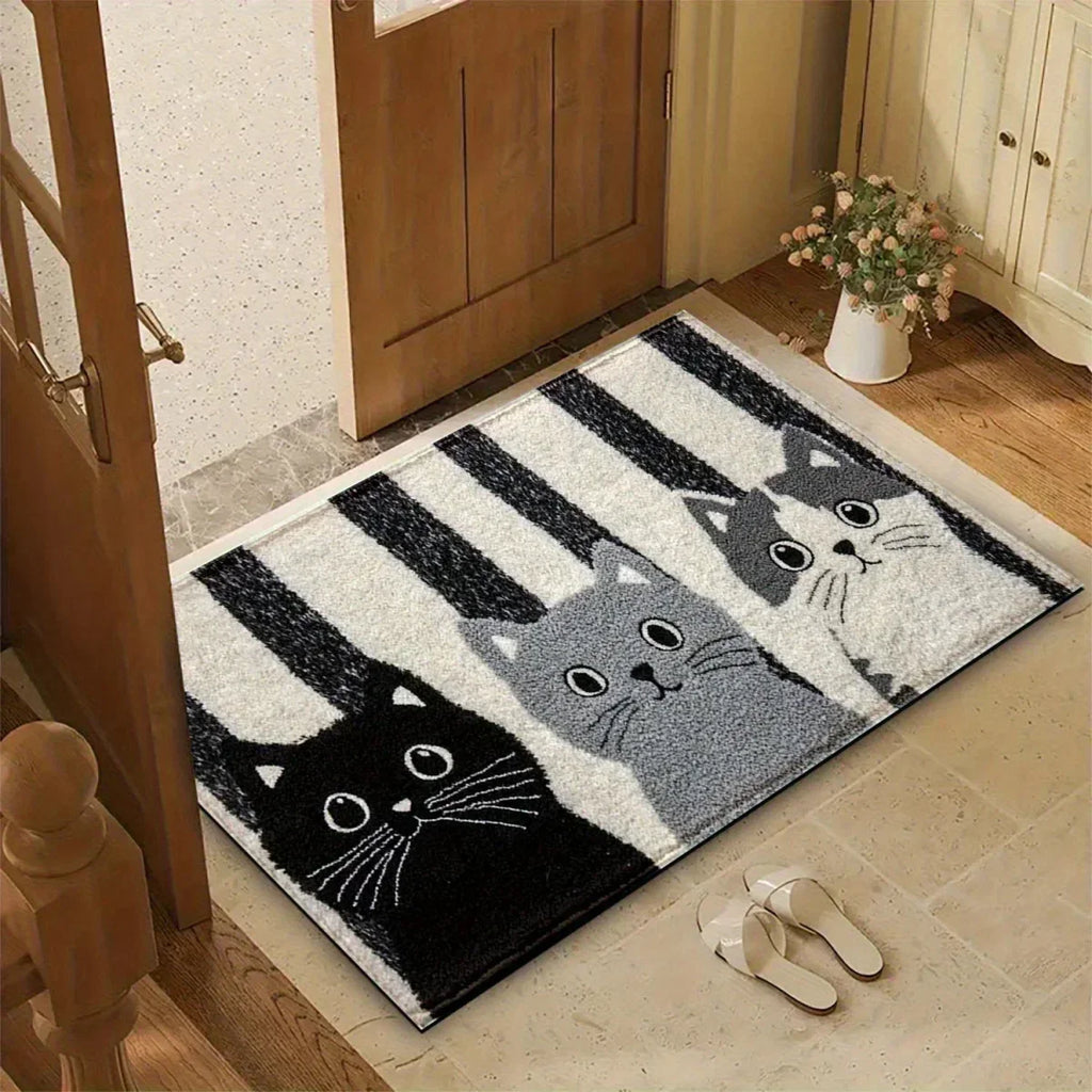 DOORMEOW Cartoon Cat Pattern Doormat — Soft Surface Entrance Mat
