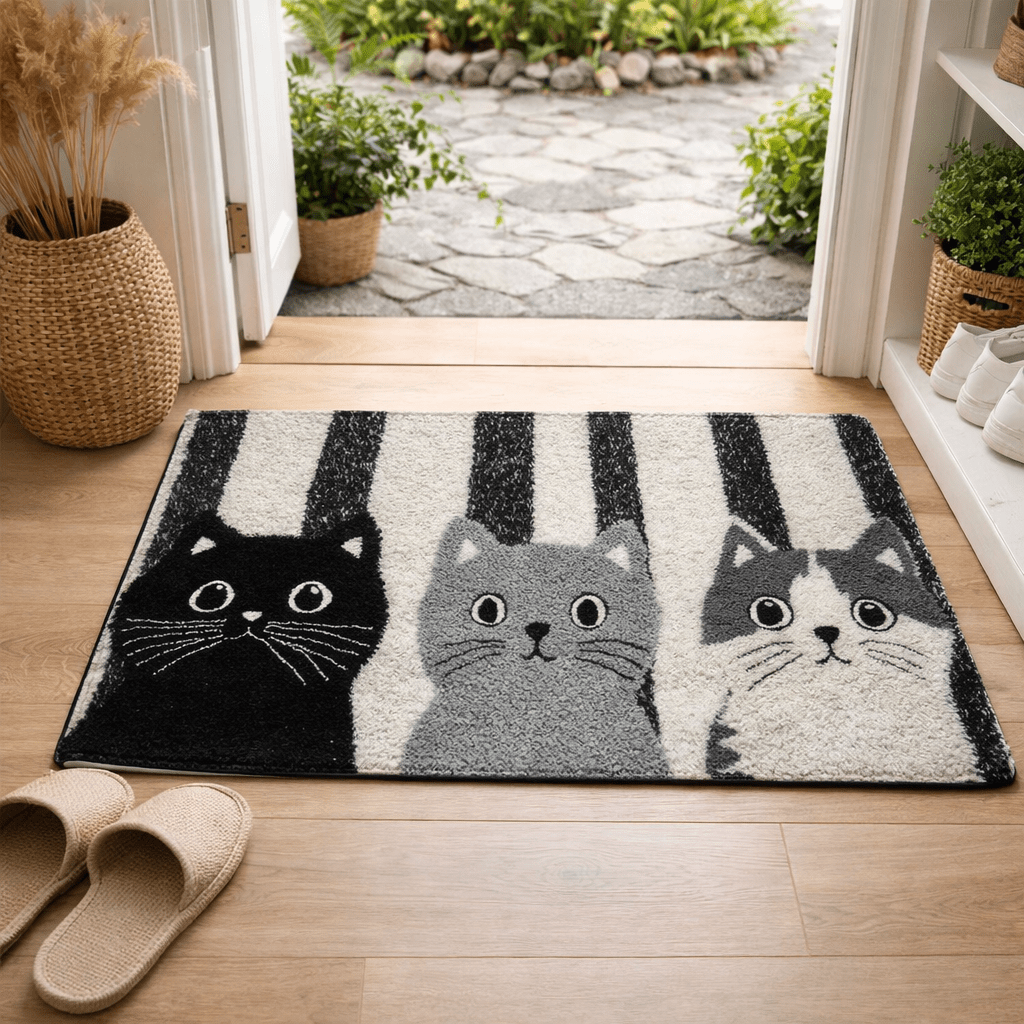DOORMEOW Cartoon Cat Pattern Doormat — Soft Surface Entrance Mat
