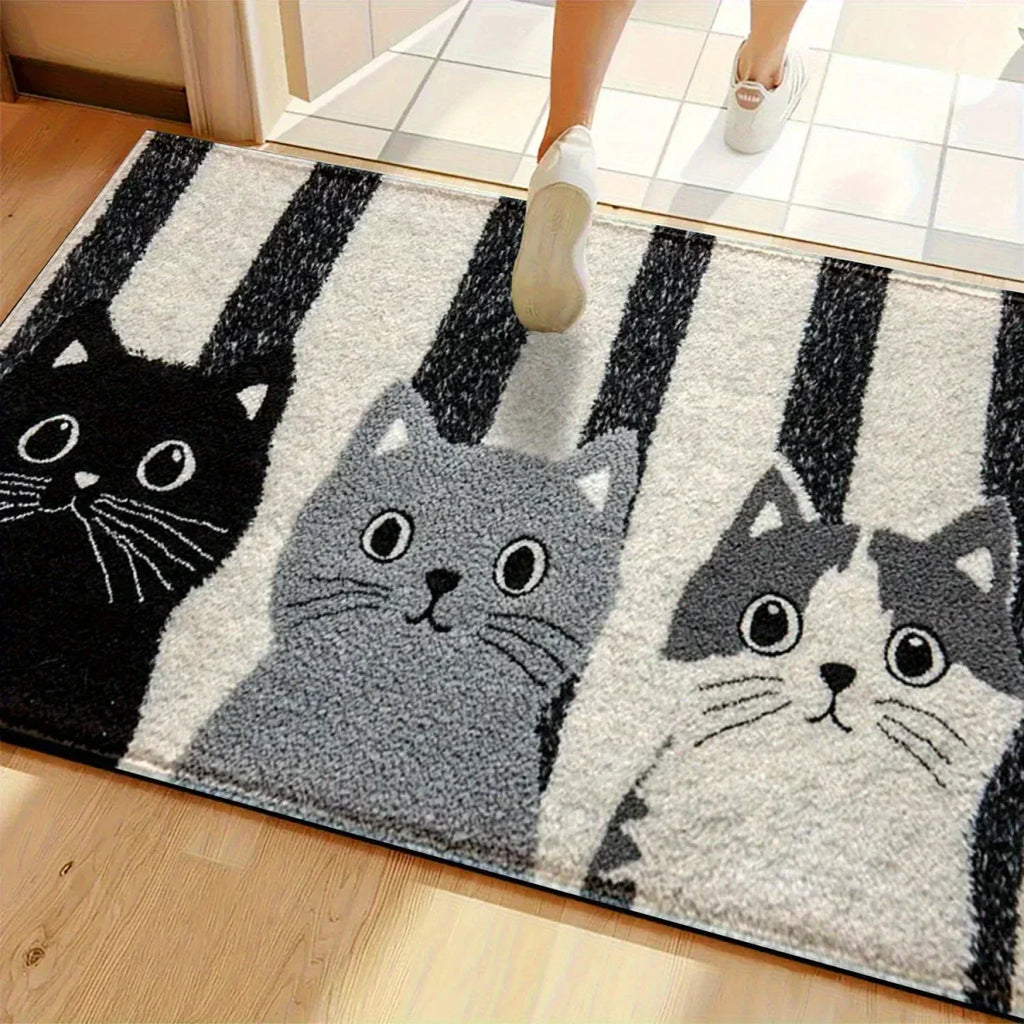 DOORMEOW Cartoon Cat Pattern Doormat — Soft Surface Entrance Mat