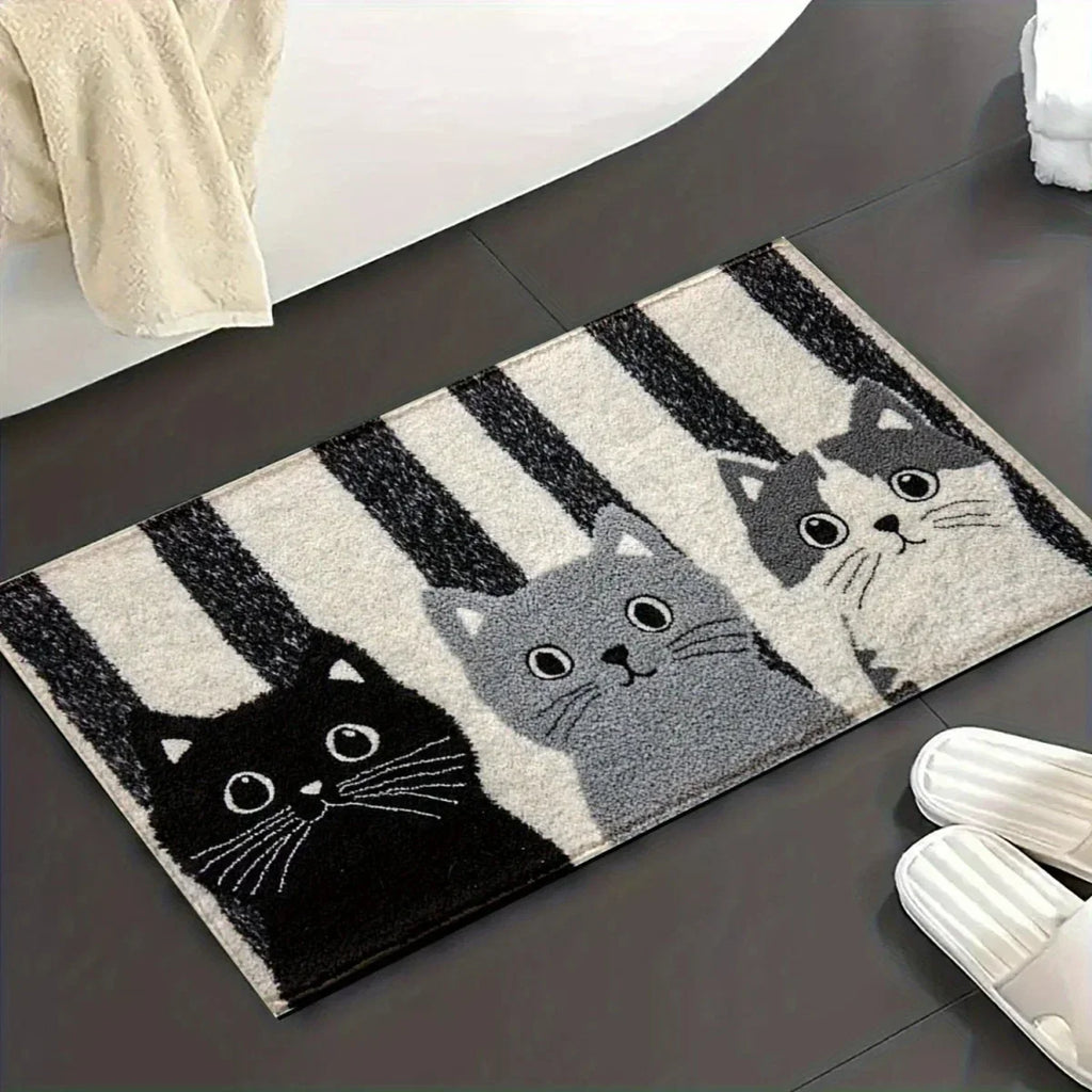 DOORMEOW Cartoon Cat Pattern Doormat — Soft Surface Entrance Mat