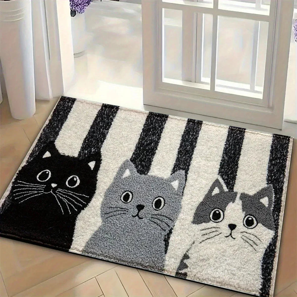 DOORMEOW Cartoon Cat Pattern Doormat — Soft Surface Entrance Mat