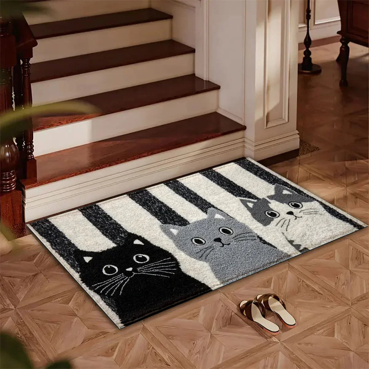 DOORMEOW Cartoon Cat Pattern Doormat — Soft Surface Entrance Mat