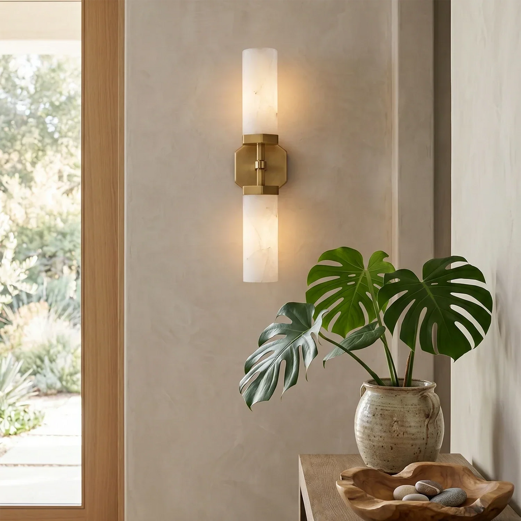 Double-Head Alabaster Wall Sconce | wildoxy