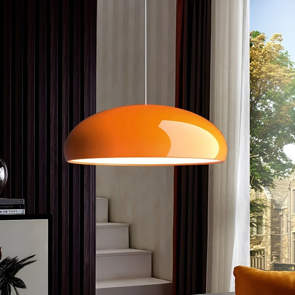 Scandinavische ronde glanzende metalen LED-eettafellamp