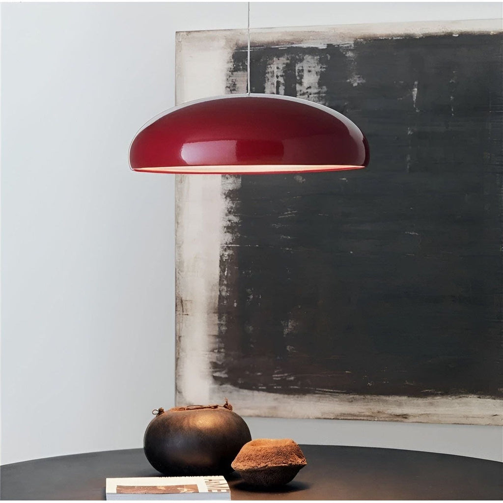 Scandinavische ronde glanzende metalen LED-eettafellamp