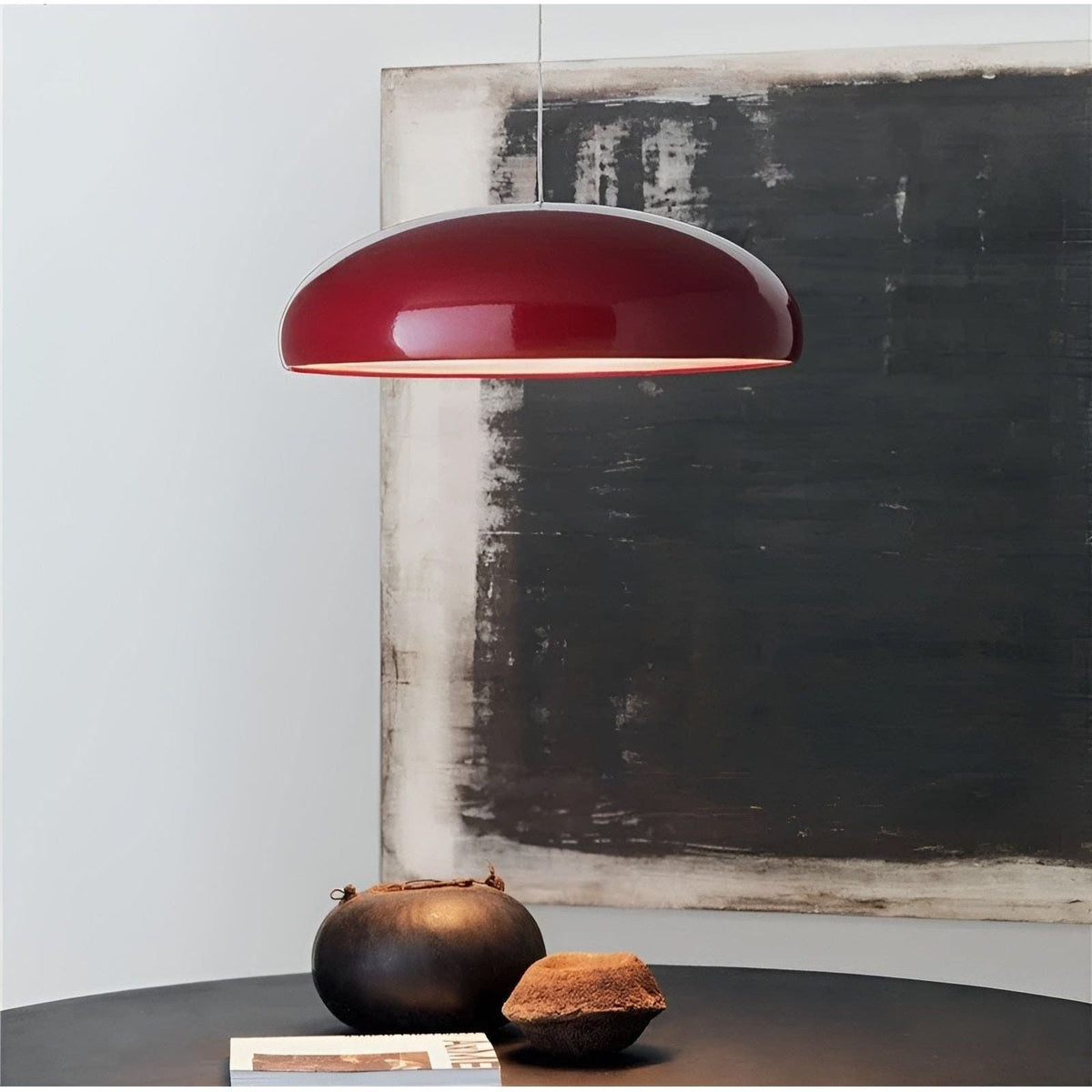 Scandinavische ronde glanzende metalen LED-eettafellamp