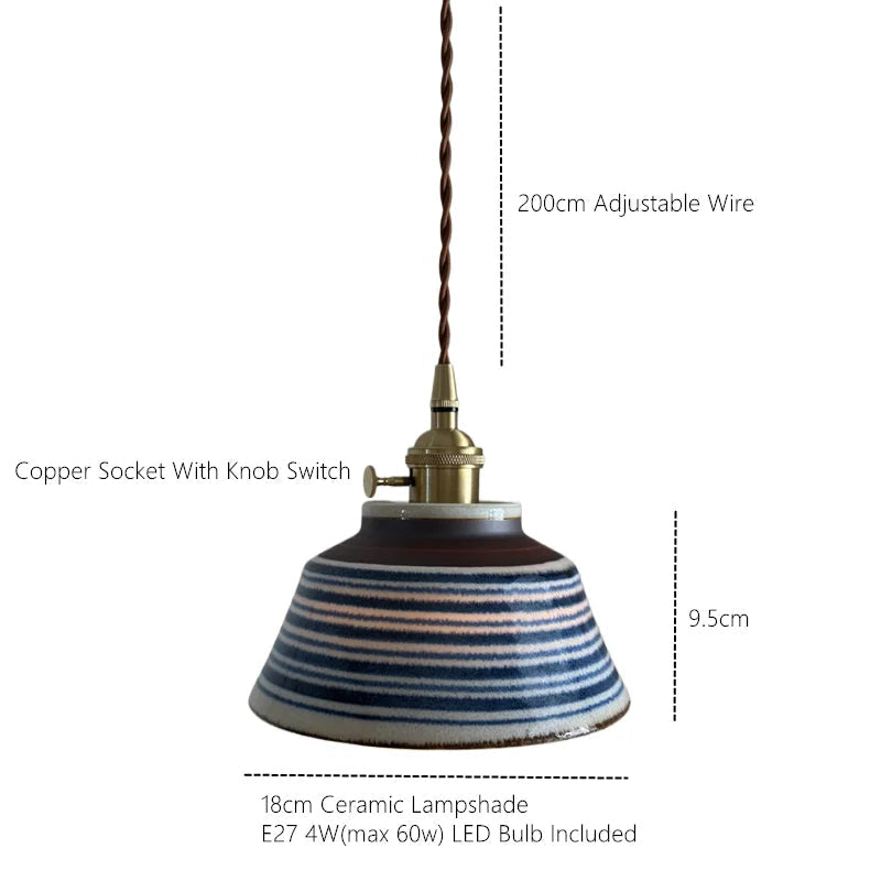 Ceramiczna lampa wisząca — miedziana oprawa, motyw kwiatowy, E27, 4 wzory