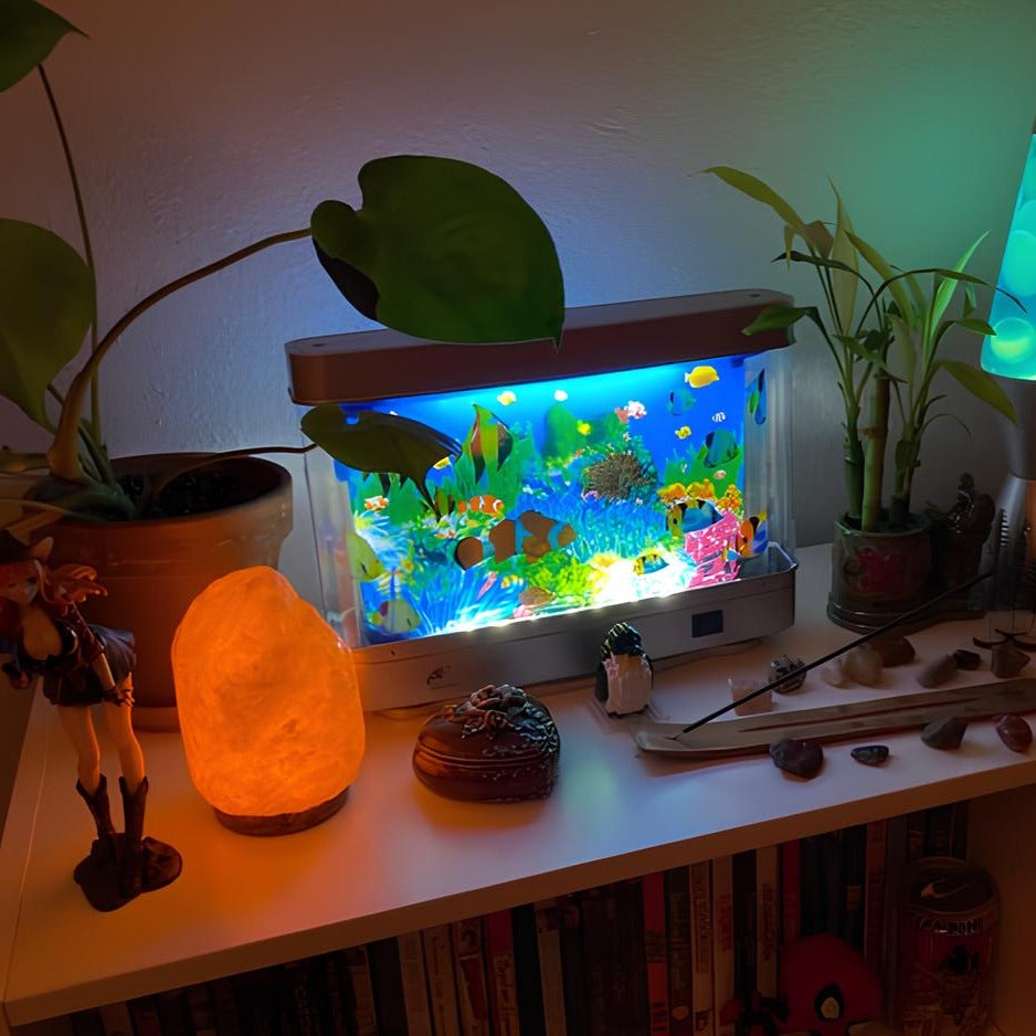 Retroakvarielampe — bevægelige fisk, nostalgisk LED-lys