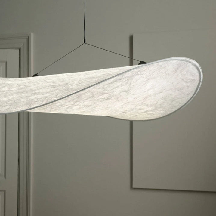 Lampa wisząca w stylu Japandi — ręcznie tkany jedwabny klosz, Ø40/Ø60/Ø80