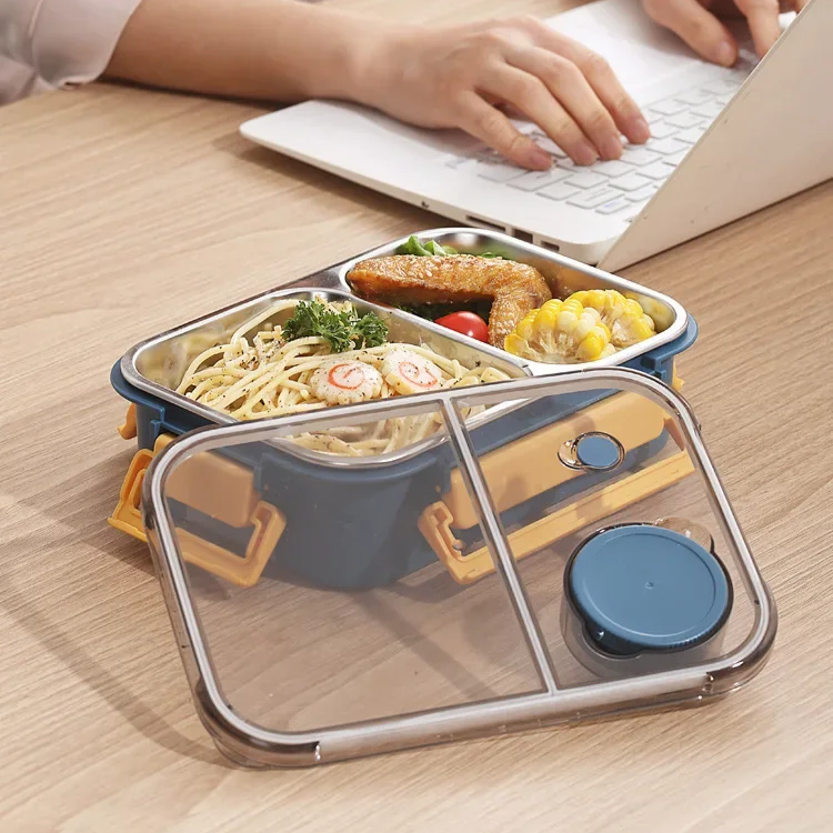 Isolerad lunchlåda — rostfritt stål, fack, läckagesäkert lock