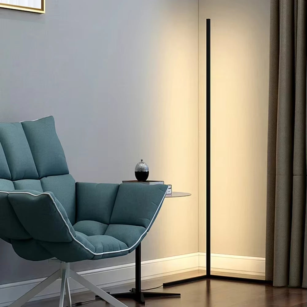 142cm Aluminum LED Corner Lamp — Dimmable, Remote, 3 Colors