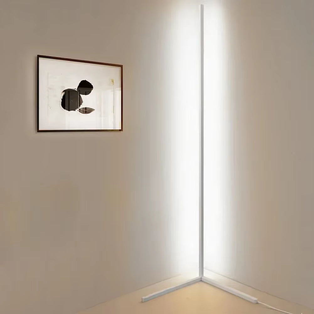 142cm LED-hjørnelampe af aluminium — dæmpbar, fjernbetjening, 3 farver