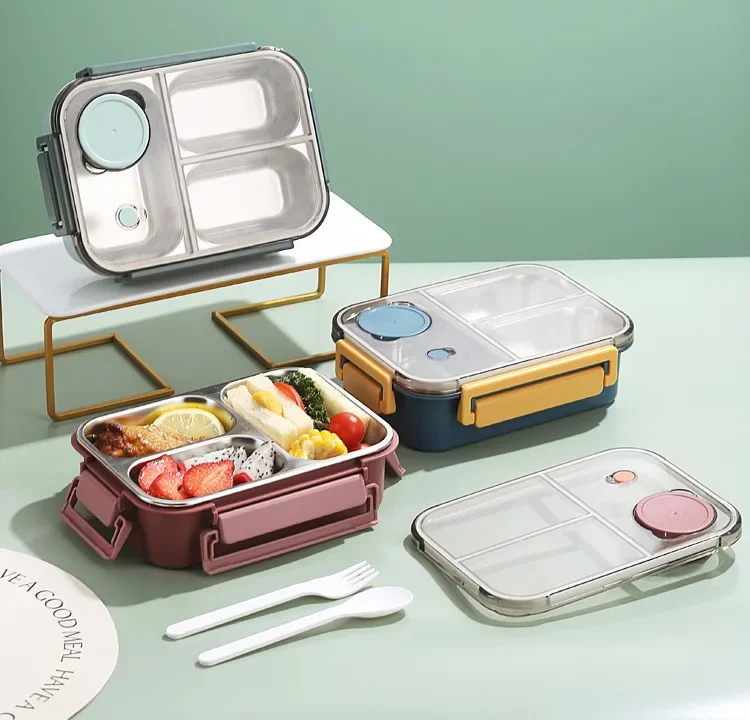Isolerad lunchlåda — rostfritt stål, fack, läckagesäkert lock