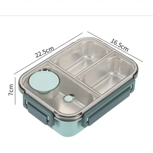 Isolerad lunchlåda — rostfritt stål, fack, läckagesäkert lock